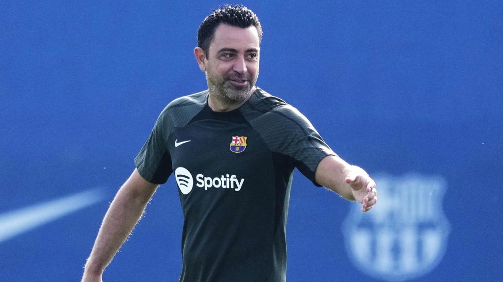 Xavi Hernández, durante una sesión de entrenamiento del Barça / EFE