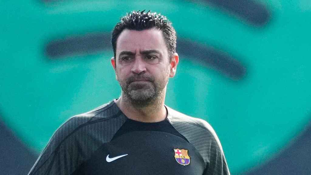 Xavi Hernández, durante un entrenamiento en la Ciutat Esportiva Joan Gamper / EFE