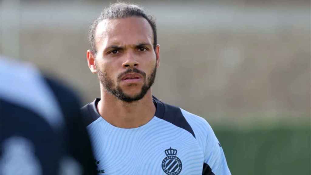 Martin Braithwaite, durante un entrenamiento con el RCD Espanyol / REDES