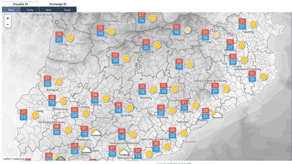 Predicción del Meteocat para este sábado 29 de julio