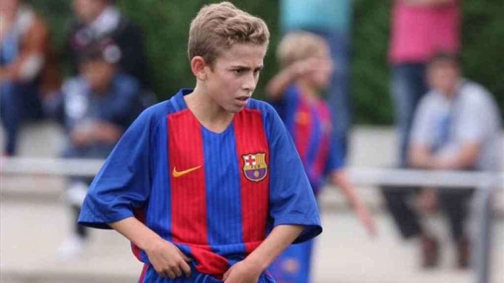 Fermín López, en un partido durante su etapa en el fútbol formativo del Barça