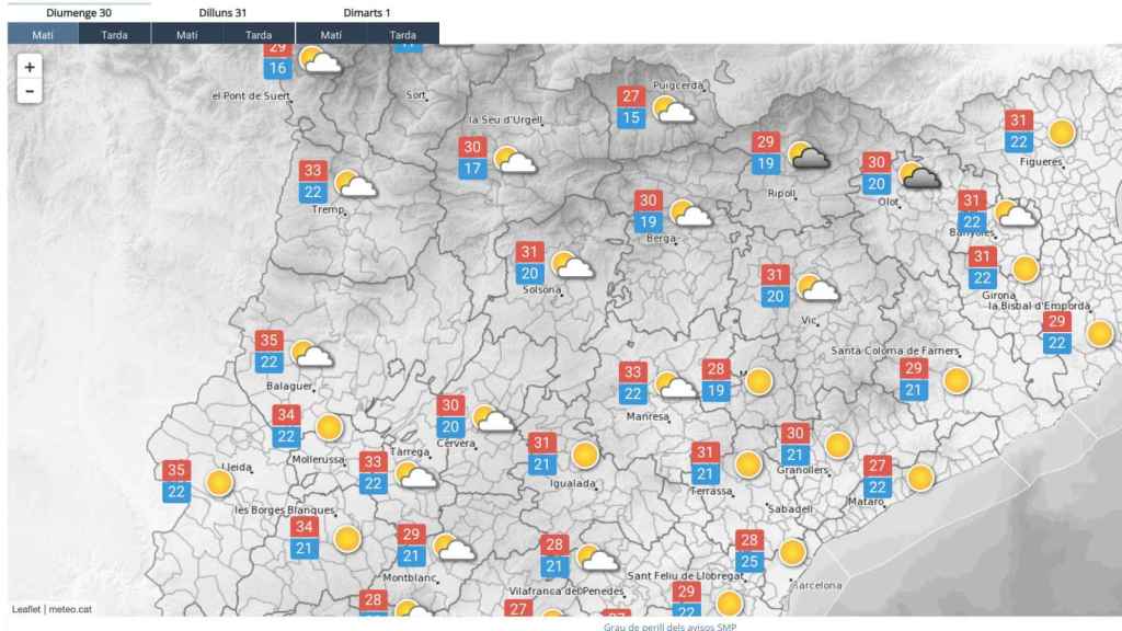 Previsión del Meteocat para este domingo 30 de julio