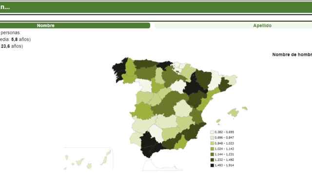 Mapa de España de la web del INE