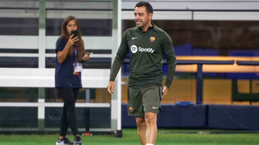 Xavi Hernández, durante un entrenamiento del FC Barcelona en EEUU