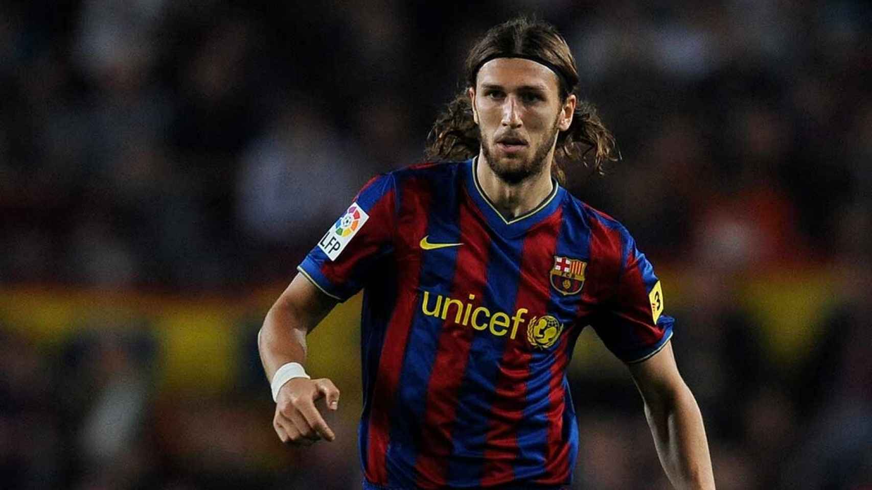 Dmytro Chygrynski, en un partido con el Barça