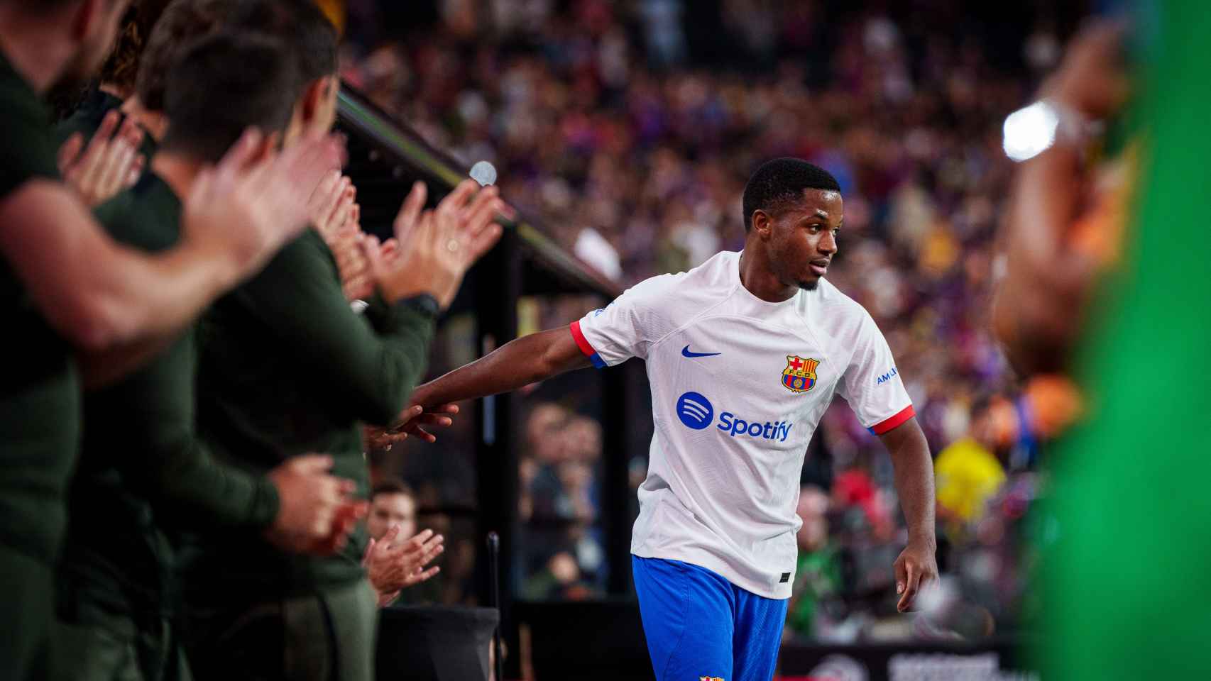 Ansu Fati festeja un gol anotado en la gira del Barça en Estados Unidos