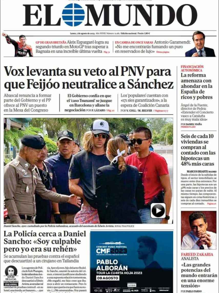 Portada de 'El Mundo' de 7 de agosto de 2023