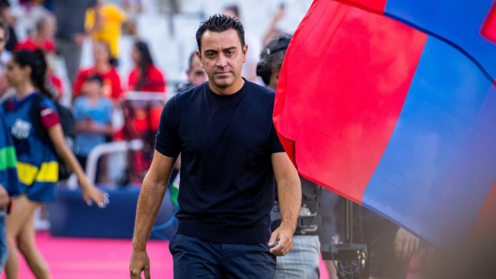 Xavi Hernández, durante la presentación del Barça en el Trofeo Joan Gamper