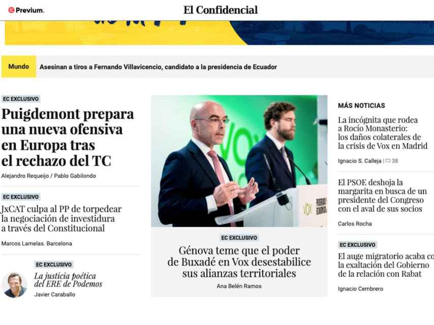 Portada de 'El Confidencial' de 10 de agosto de 2023