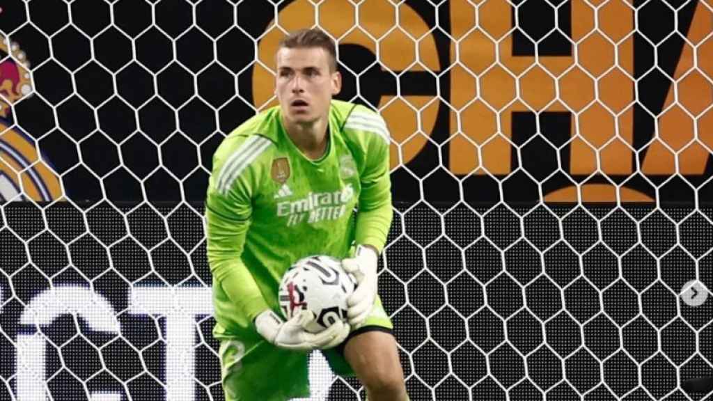 Andriy Lunin, en un partido de pretemporada con el Real Madrid