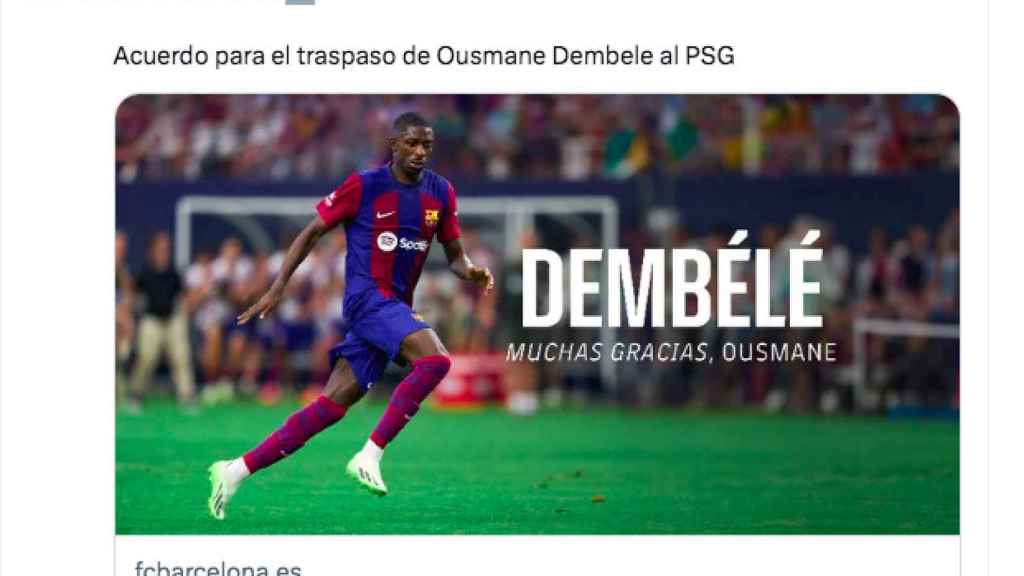 El Barça anuncia el traspaso de Dembelé