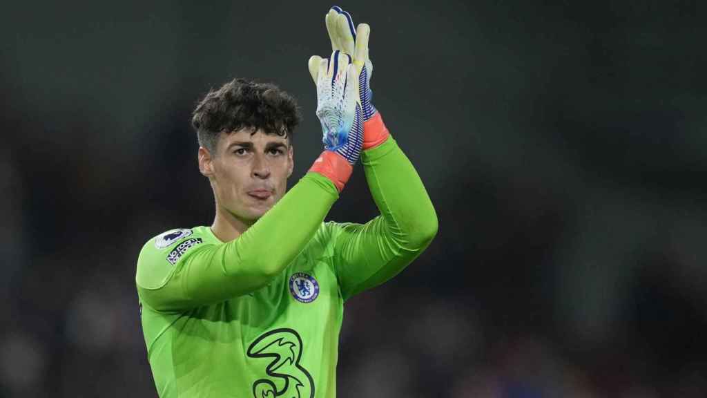 Kepa, en un partido con el Chelsea