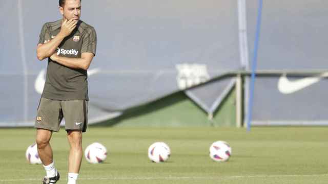 Xavi Hernández, durante un entrenamiento con el FC Barcelona / EFE