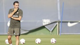 Xavi Hernández, durante un entrenamiento con el FC Barcelona / EFE