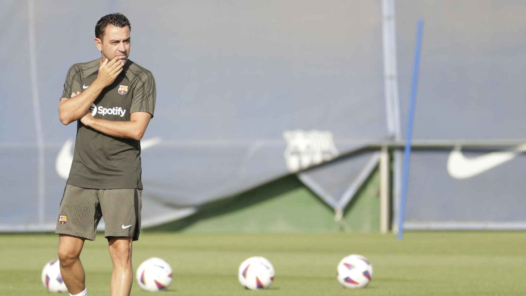 Xavi Hernández, durante un entrenamiento con el FC Barcelona