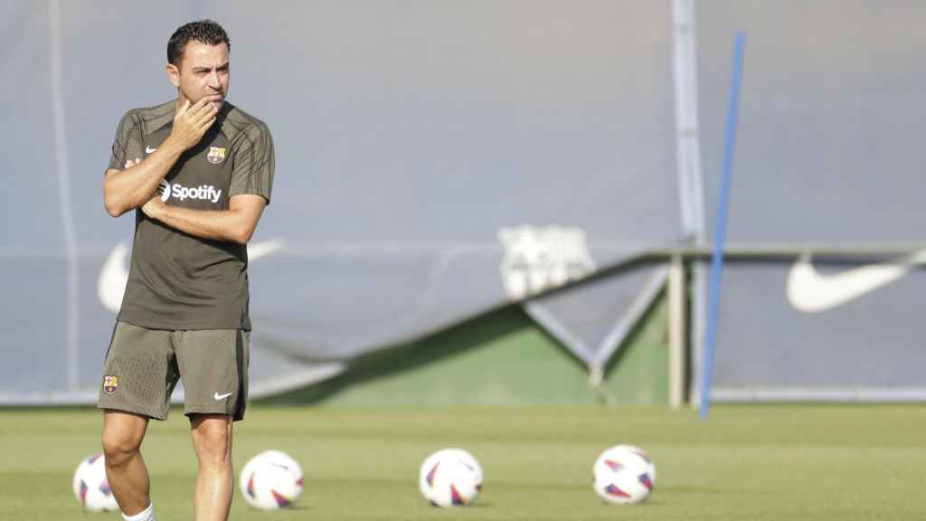 Xavi Hernández, durante un entrenamiento con el FC Barcelona