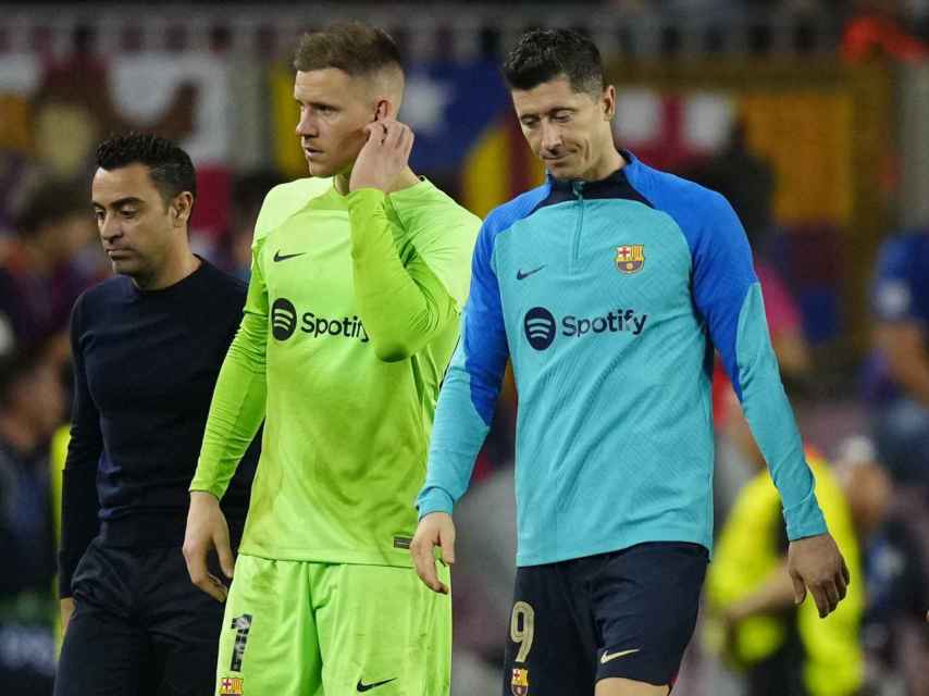 Xavi, Lewandowski y Ter Stegen