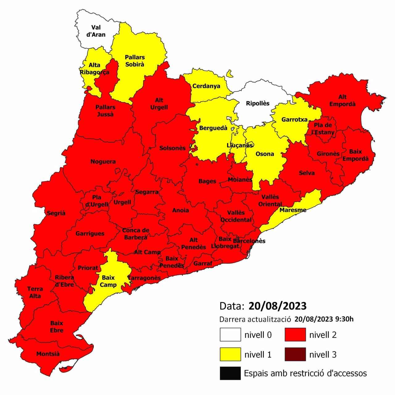 El mapa del Pla Alfa este domingo