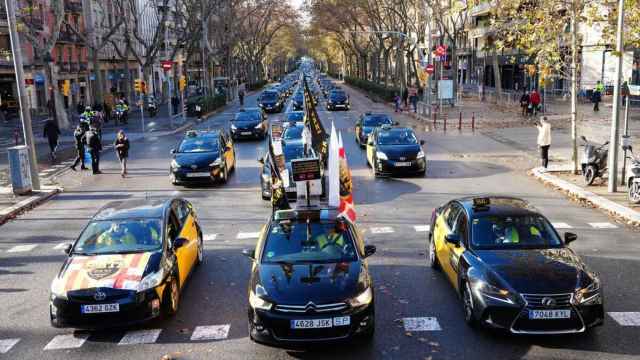 Imagen de una marcha anterior del taxi en Barcelona
