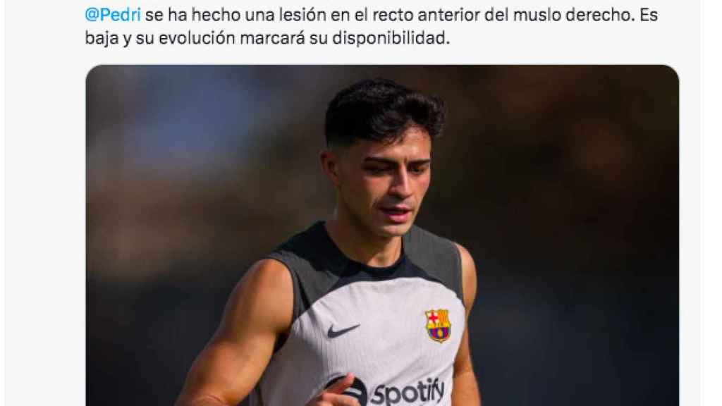 Comunicado del Barça sobre la lesión de Pedri