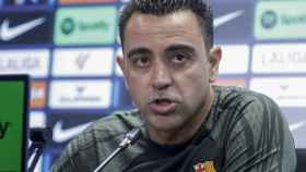 Xavi Hernández, durante la rueda de prensa previa al cruce contra el Villarreal