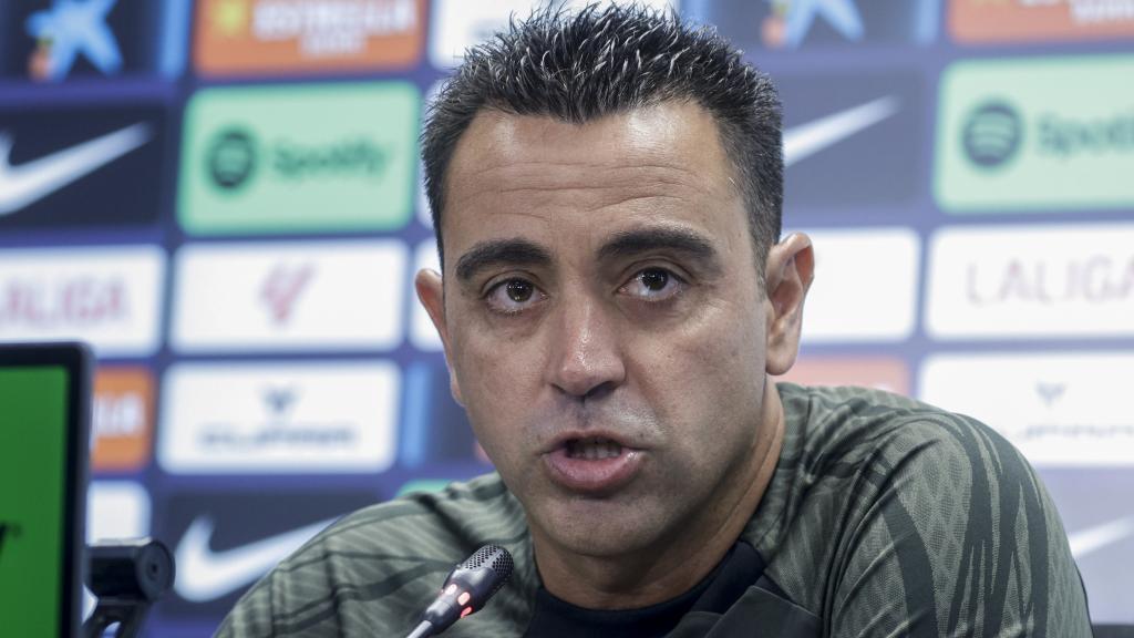 Xavi Hernández, durante la rueda de prensa previa al cruce contra el Villarreal