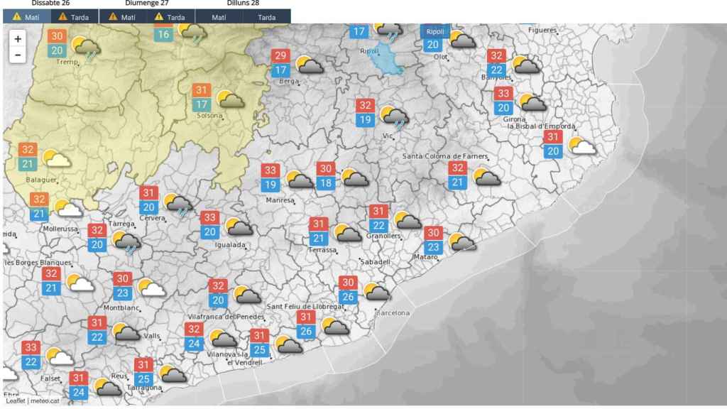 Previsión del Meteocat para este sábado 26 de agosto