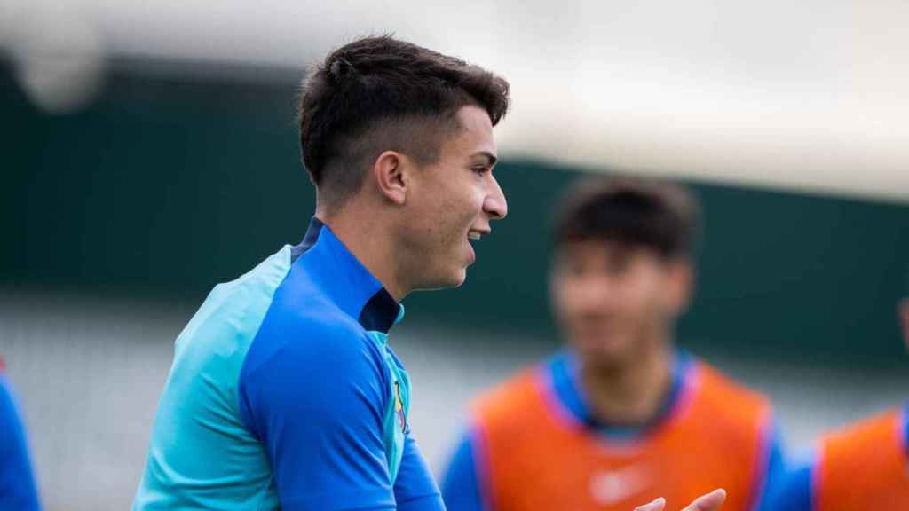 Juanda Fuentes, durante un entrenamiento con el Barça