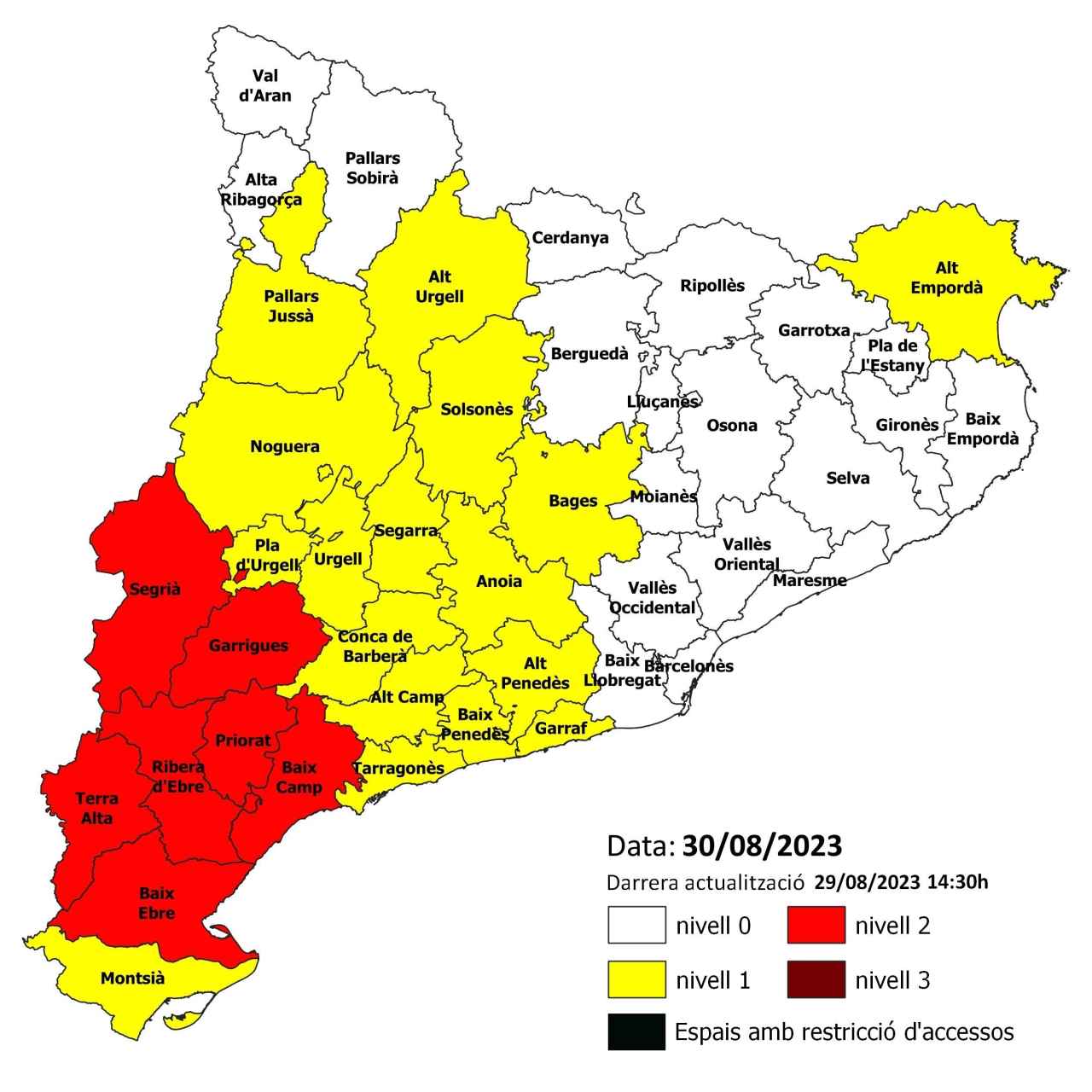 Imagen del mapa del Plan Alfa a día 30 de agosto