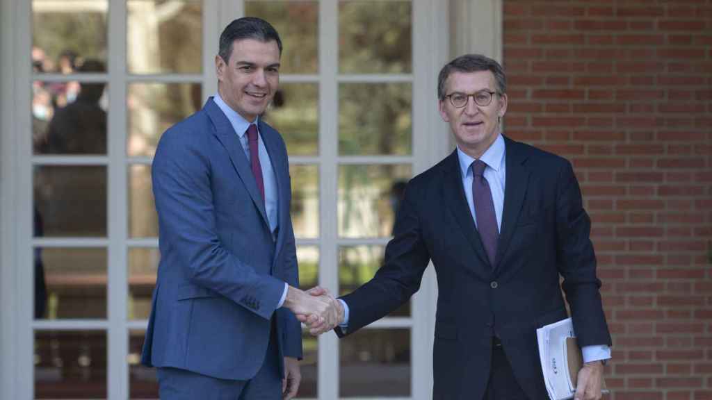 Pedro Sánchez y Alberto Núñez Feijóo, a 7 de abril de 2022