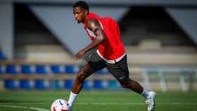 Ansu Fati, en un entrenamiento del Barça