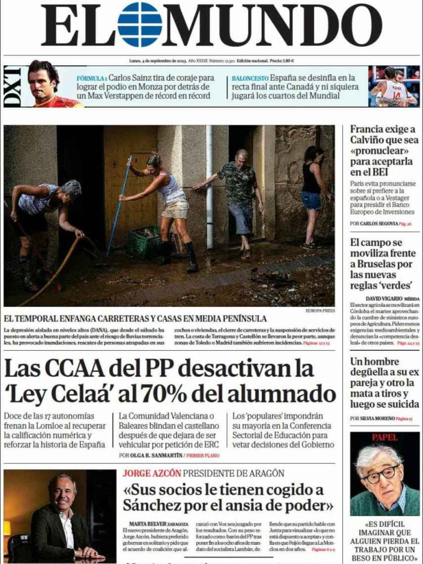 Portada de 'El Mundo' de 4 de septiembre de 2023