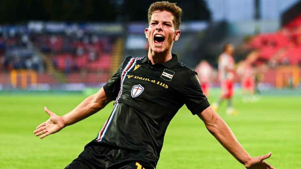 Estanis Pedrola celebra un gol anotado con la Sampdoria