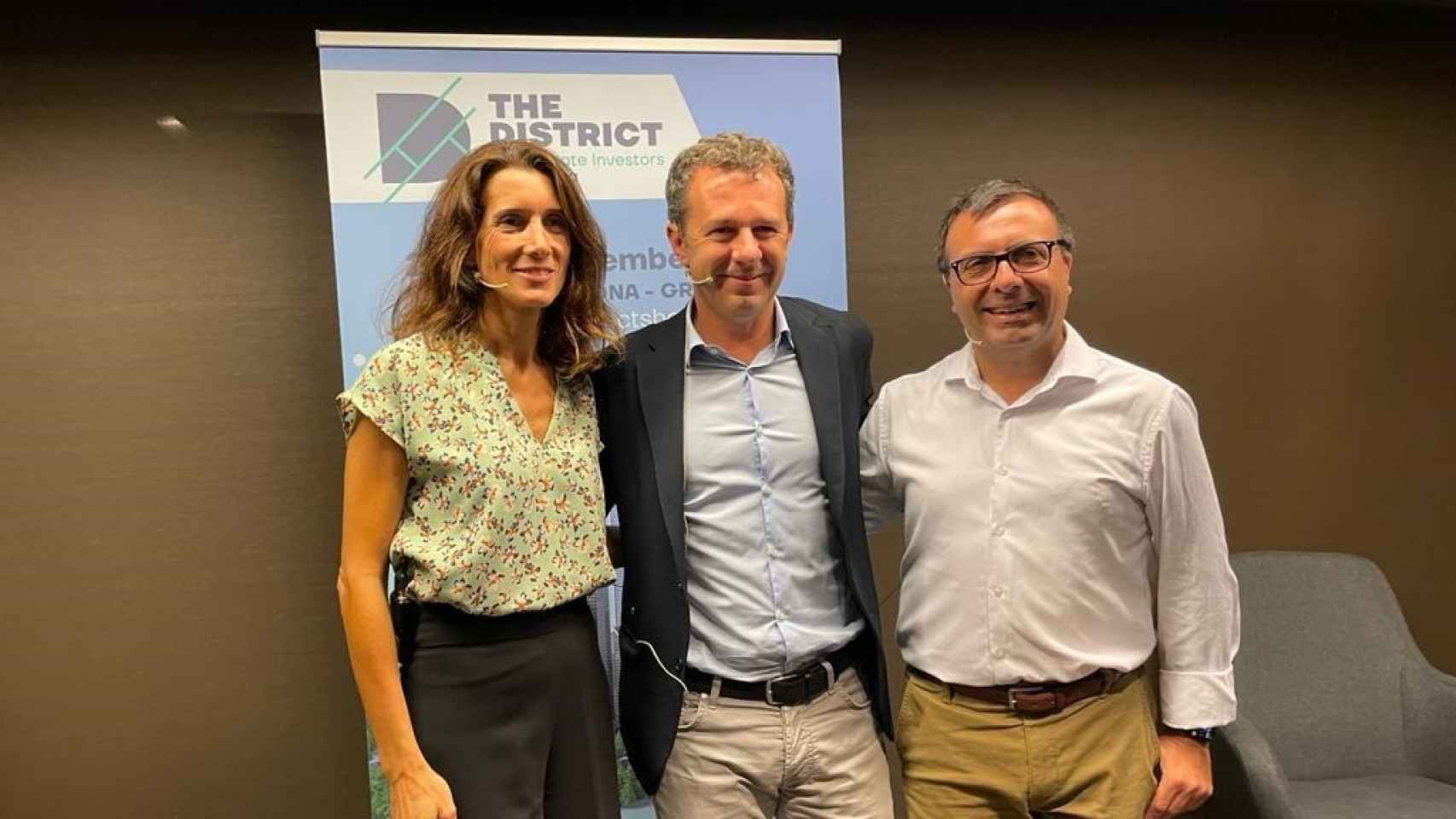 Gema Travesía, Juan Velayos y Josep Jorge en la presentación de The District 2023 en Barcelona