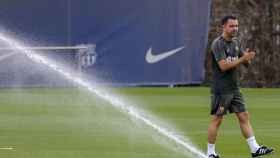 Xavi Hernández, durante una sesión de entrenamiento con el FC Barcelona