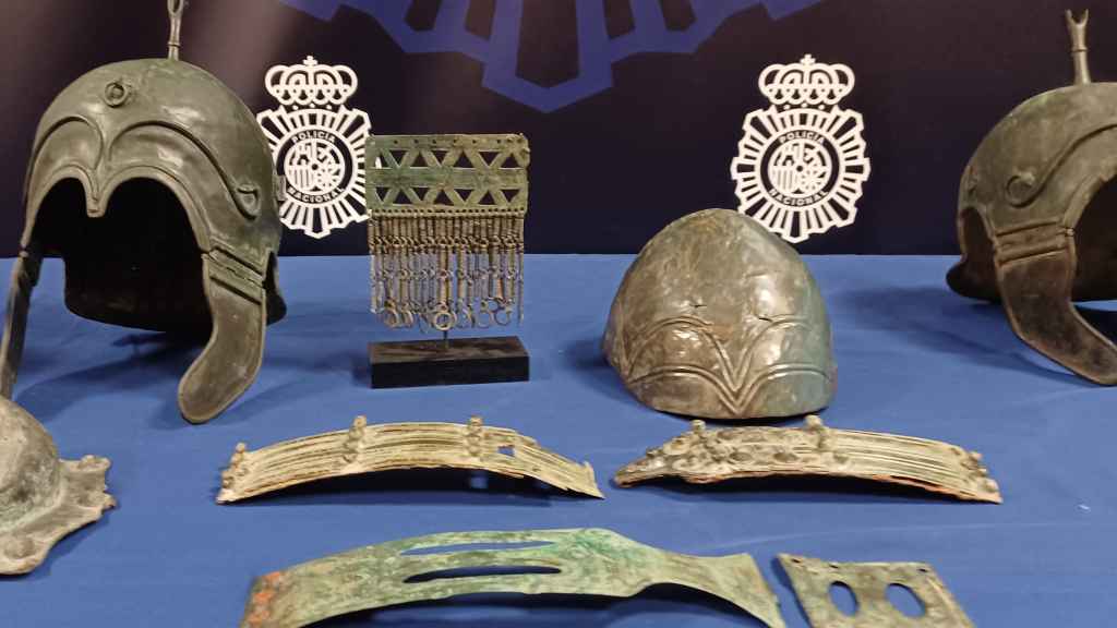 Cascos recuperados en el Museo de la Fundación Privada Catalana para la Arqueología Ibérica