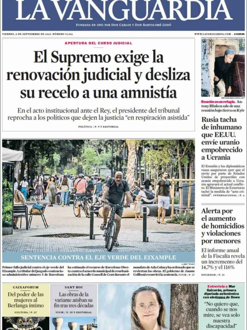 Portada de 'La Vanguardia' de 8 de septiembre de 2023