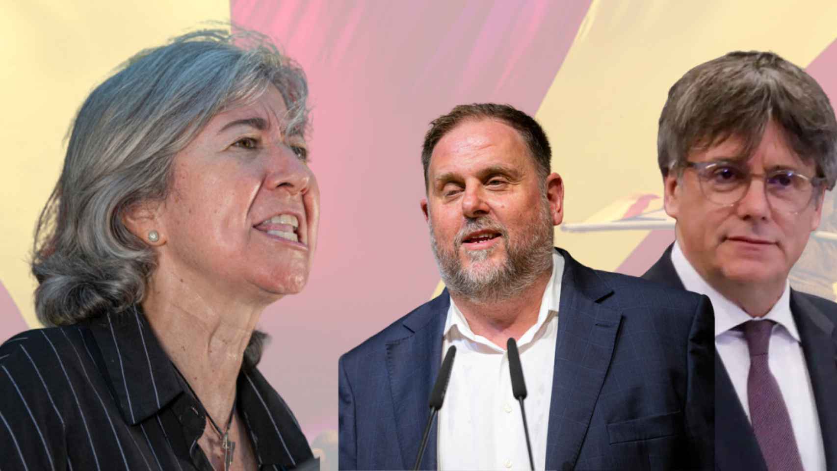 Montaje de Dolors Feliu, Oriol Junqueras y Carles Puigdemont