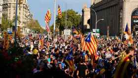 Manifestantes en la Diada