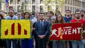 La delegación de ERC en la ofrenda a Rafael Casanova