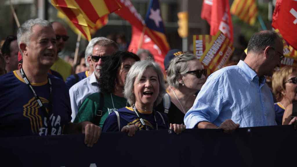 La presidenta de la ANC, Dolors Feliu, en la manifestación de la Diada