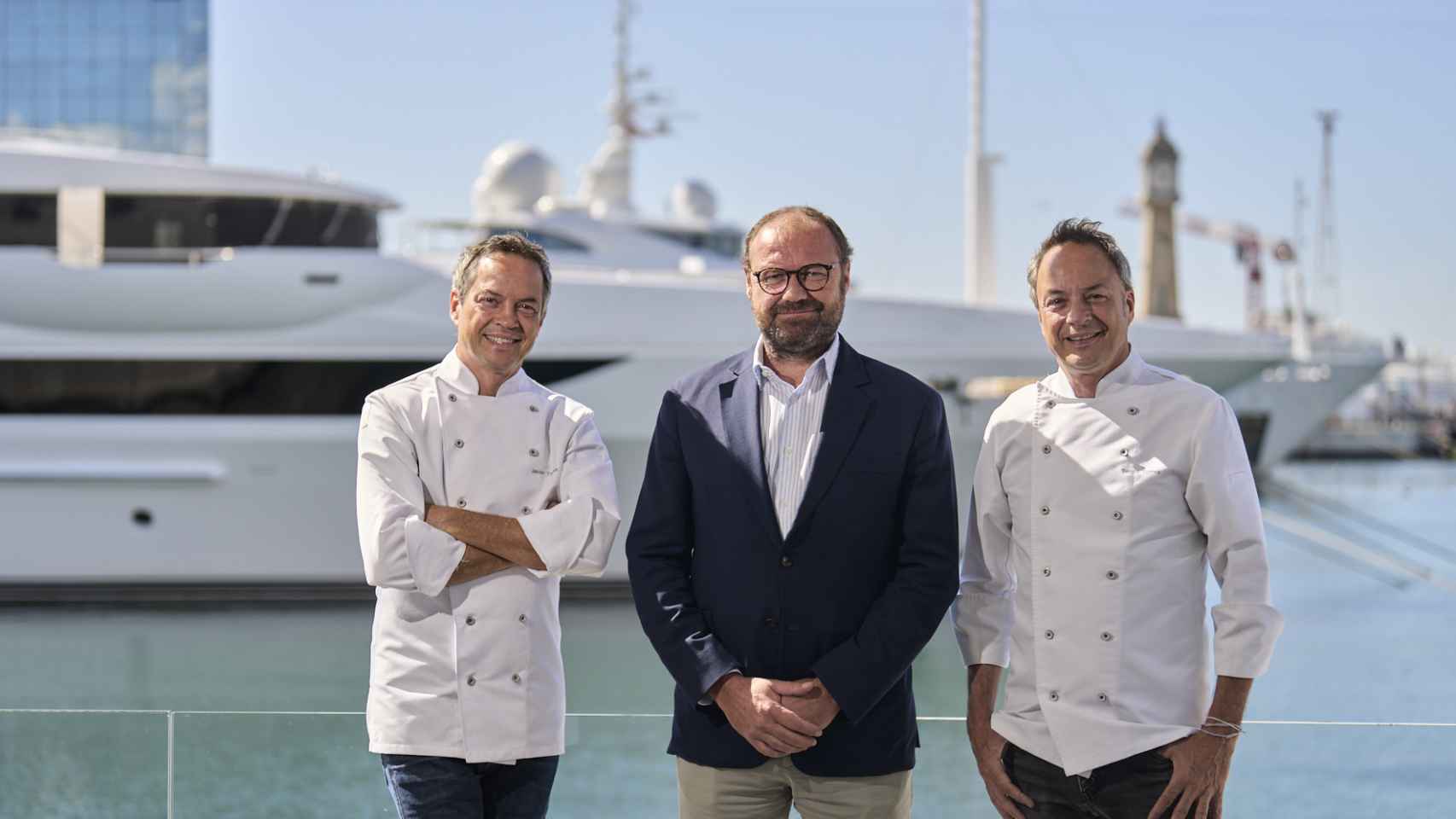 Hermanos Torres e Ignacio Erroz, CEO de Marina Port Vell