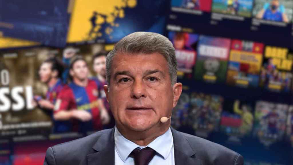 Joan Laporta, con cara de circunstancias durante una entrevista