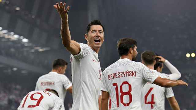 La alegría de Lewandowski al marcar un tanto con la selección polaca