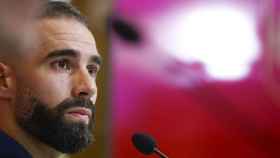 Dani Carvajal, en una rueda de prensa con la selección española