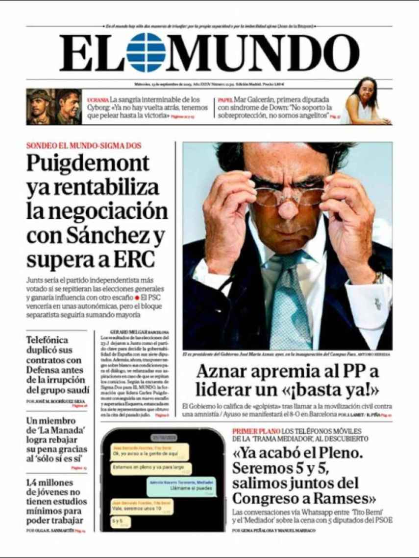 Portada de 'El Mundo' de 13 de septiembre de 2023