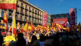 La cabecera de la manifestación de SCC en Barcelona del 8 de octubre de 2017