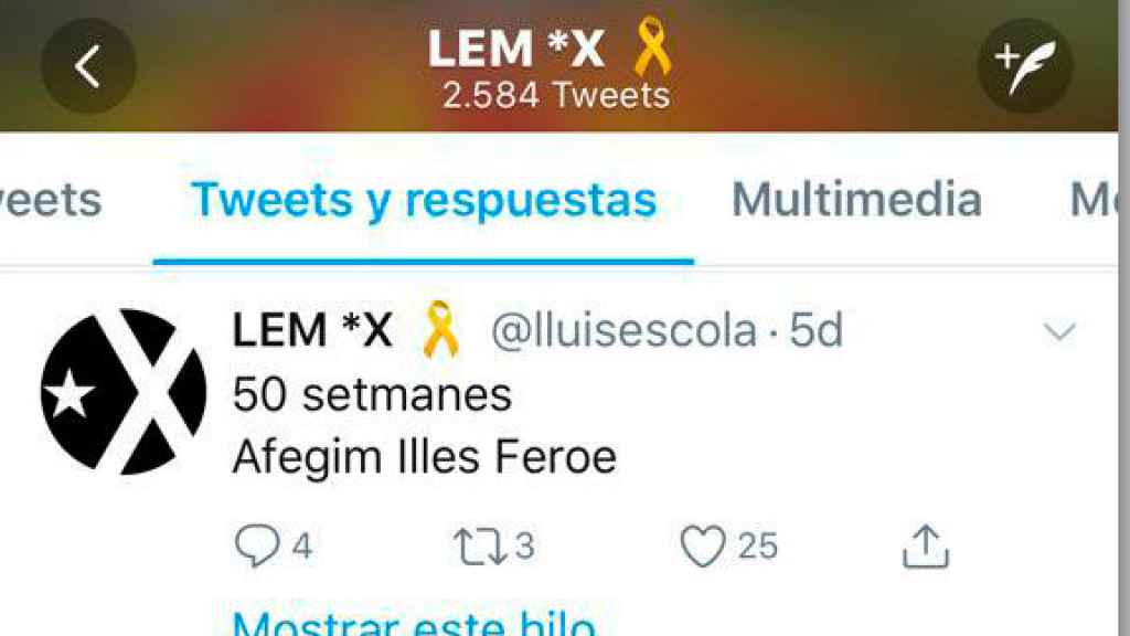 Tuit de Lluís Escolà sobre su visita con Puigdemont a las Islas Feroe