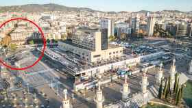 El entorno de la Estación de Sants, con el lugar del Tanatorio en rojo