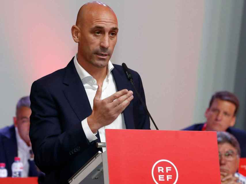 Luis Rubiales, durante una asamblea de la Real Federación Española de Fútbol